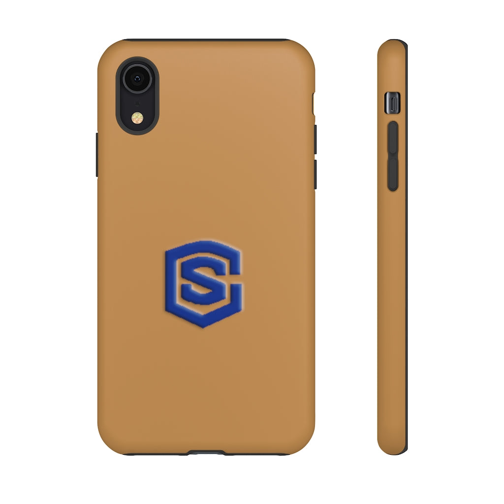 Brown Tough Cases Blue Logo