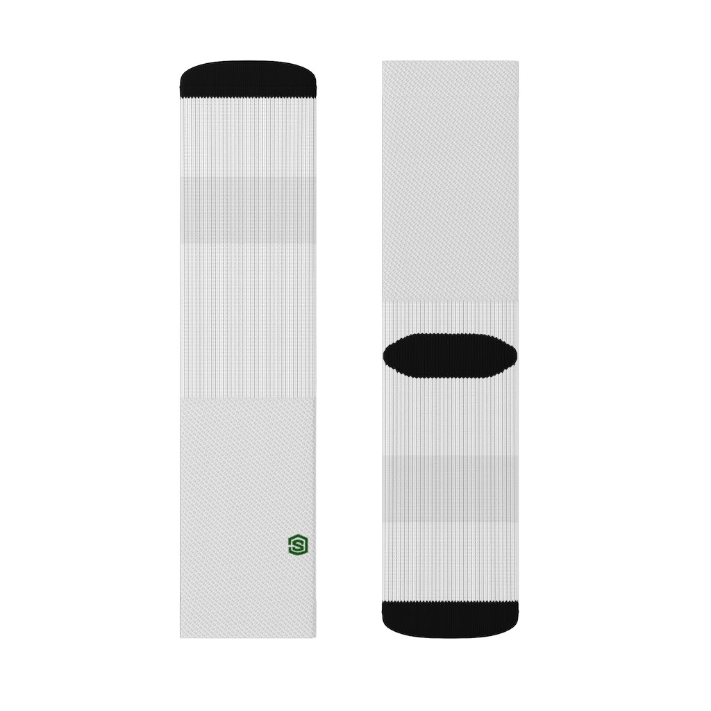 White Sublimation Socks with Green Logo