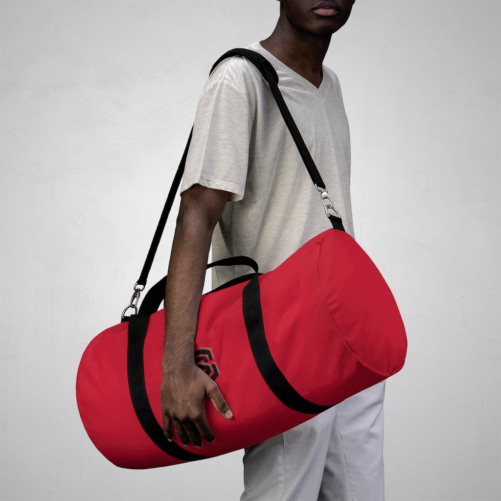 Red Duffel Bag Black Logo