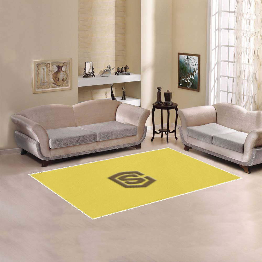 Yellow Area Rug Brown Logo Area Rug 5' x 3.2'