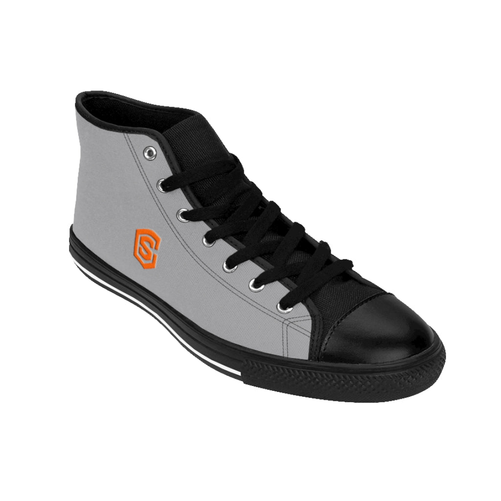 grey Men's High-top Sneakers - orange logo