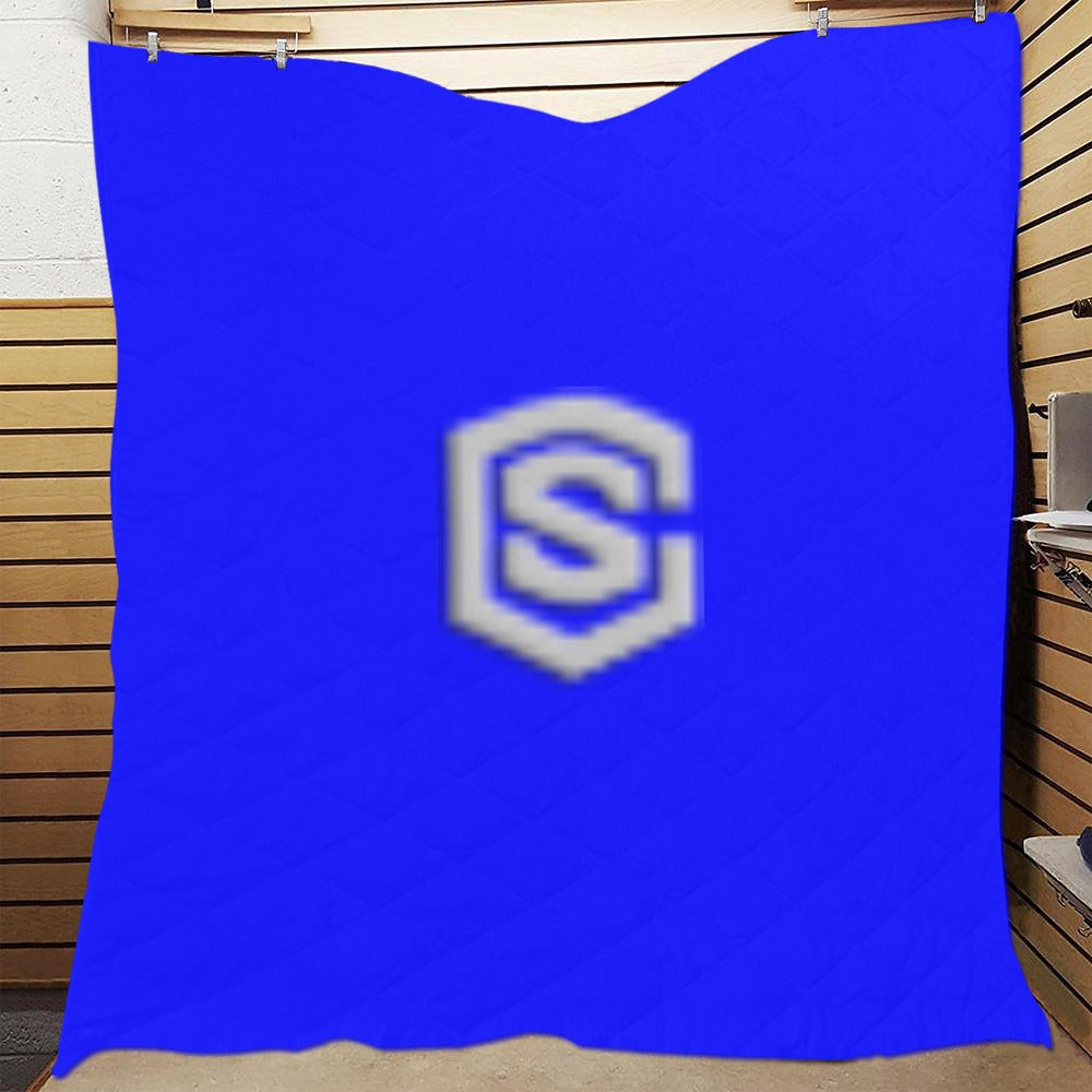 Blue  Quilt with Silver Logo Custom Quilt  70" x 80"