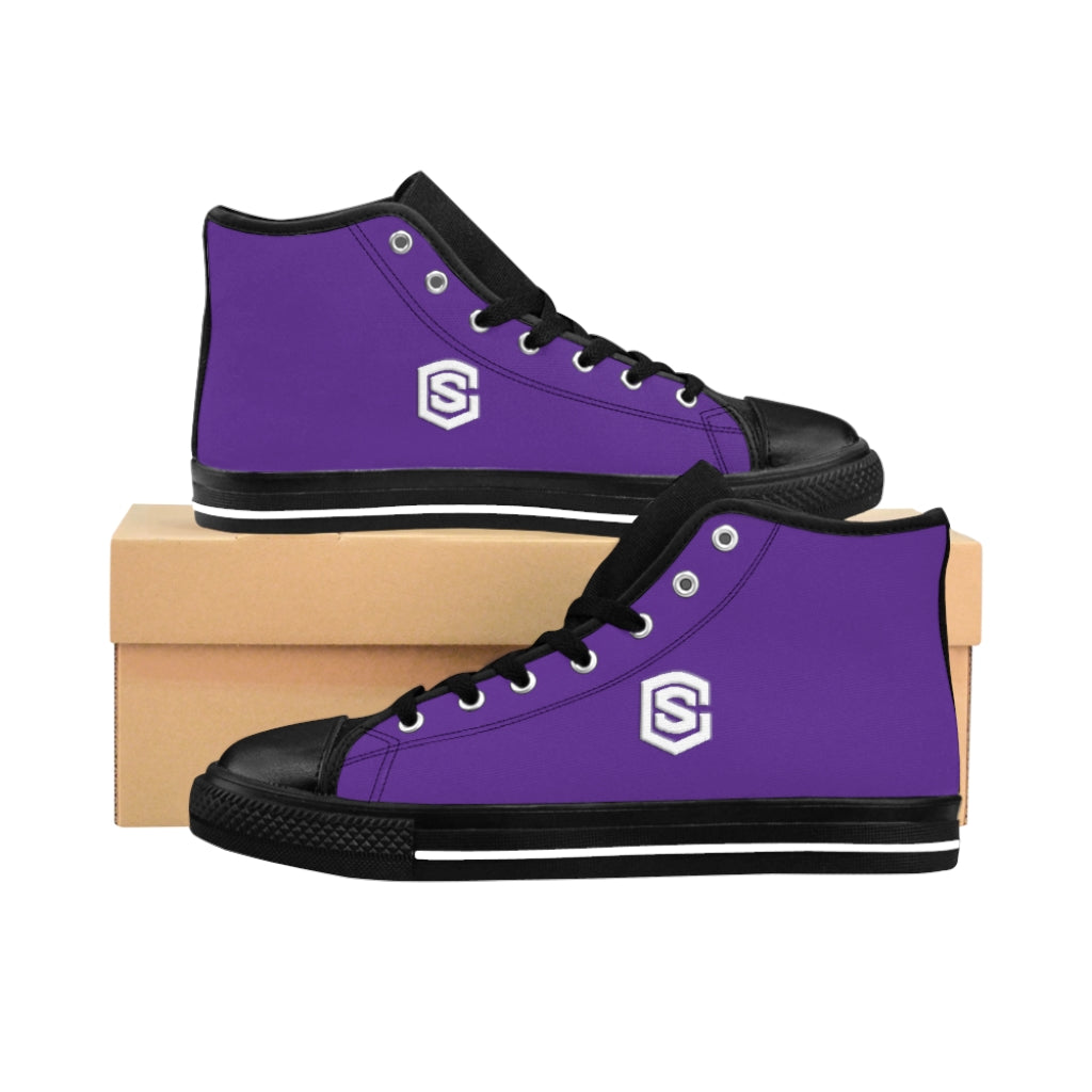 violet Men's High-top Sneakers - white logo