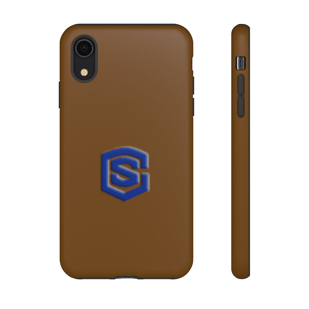 Brown Tough Cases Blue Logo