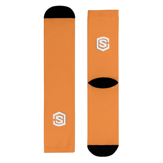 orange Sublimation Crew Socks (EU) white Logo