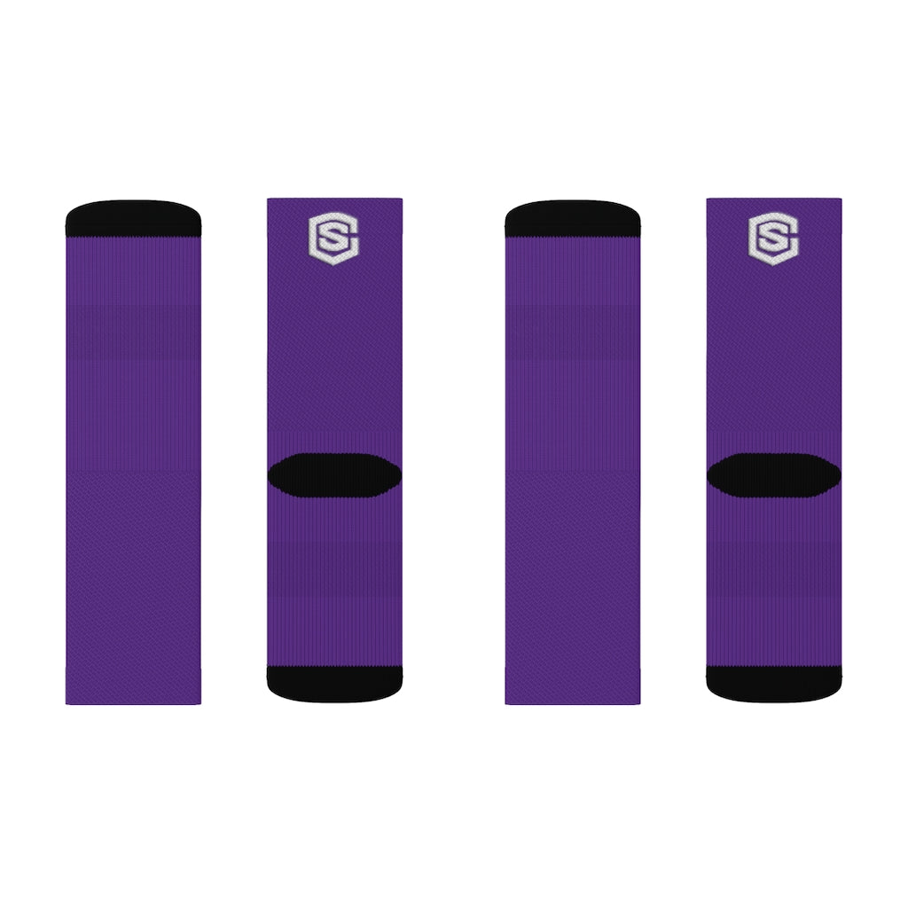Purple Sublimation Socks White Logo