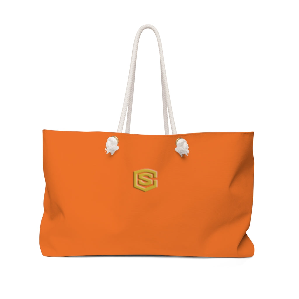 Orange Weekender Bag Gold Logo