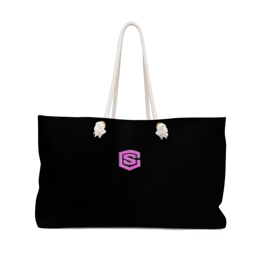 Black Weekender Bag Pink Logo