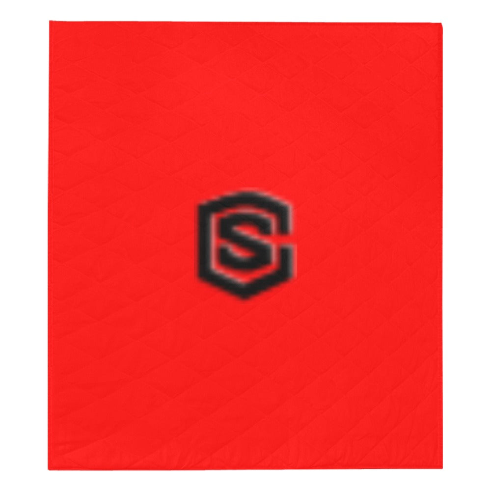 Red Quilt with Black Logo Custom Quilt  70" x 80"
