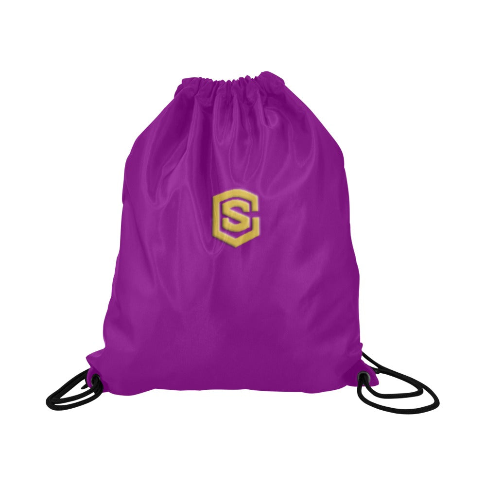 Purple Drawstring Bags Large With Gold Logo Drawstring Bags (Model 1604) (Large)