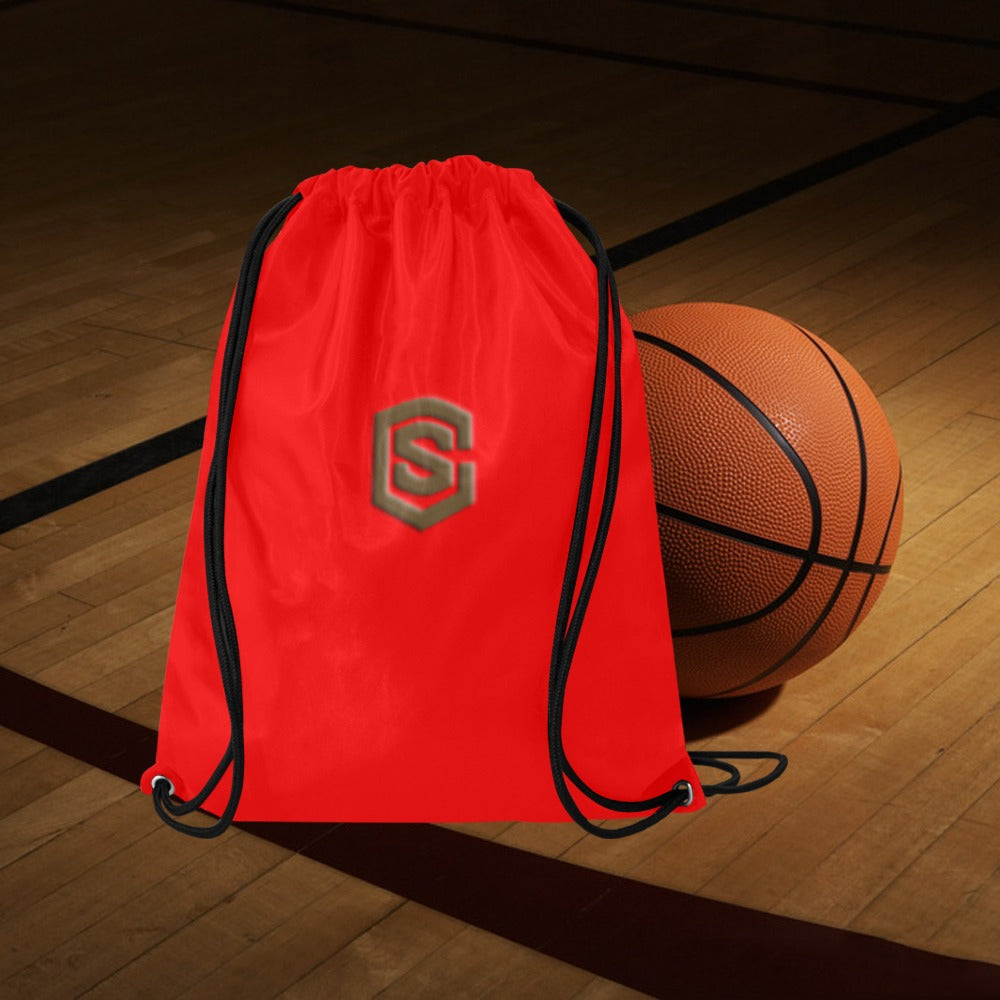 Red Drawstring Bags Large With Brown Logo Drawstring Bags (Model 1604) (Large)