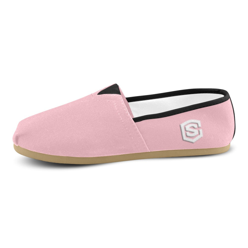 PINK casual shoes for women WITH WHITE LOGO Casual Canvas Women's Shoes (Model 004) (Designs are mirrored)