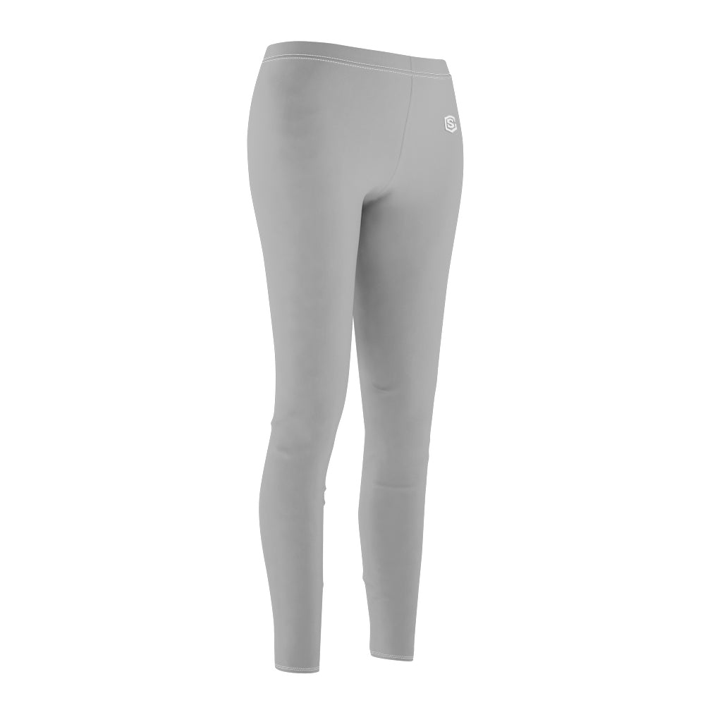 Grey Women's Cut & Sew Casual Leggings White logo