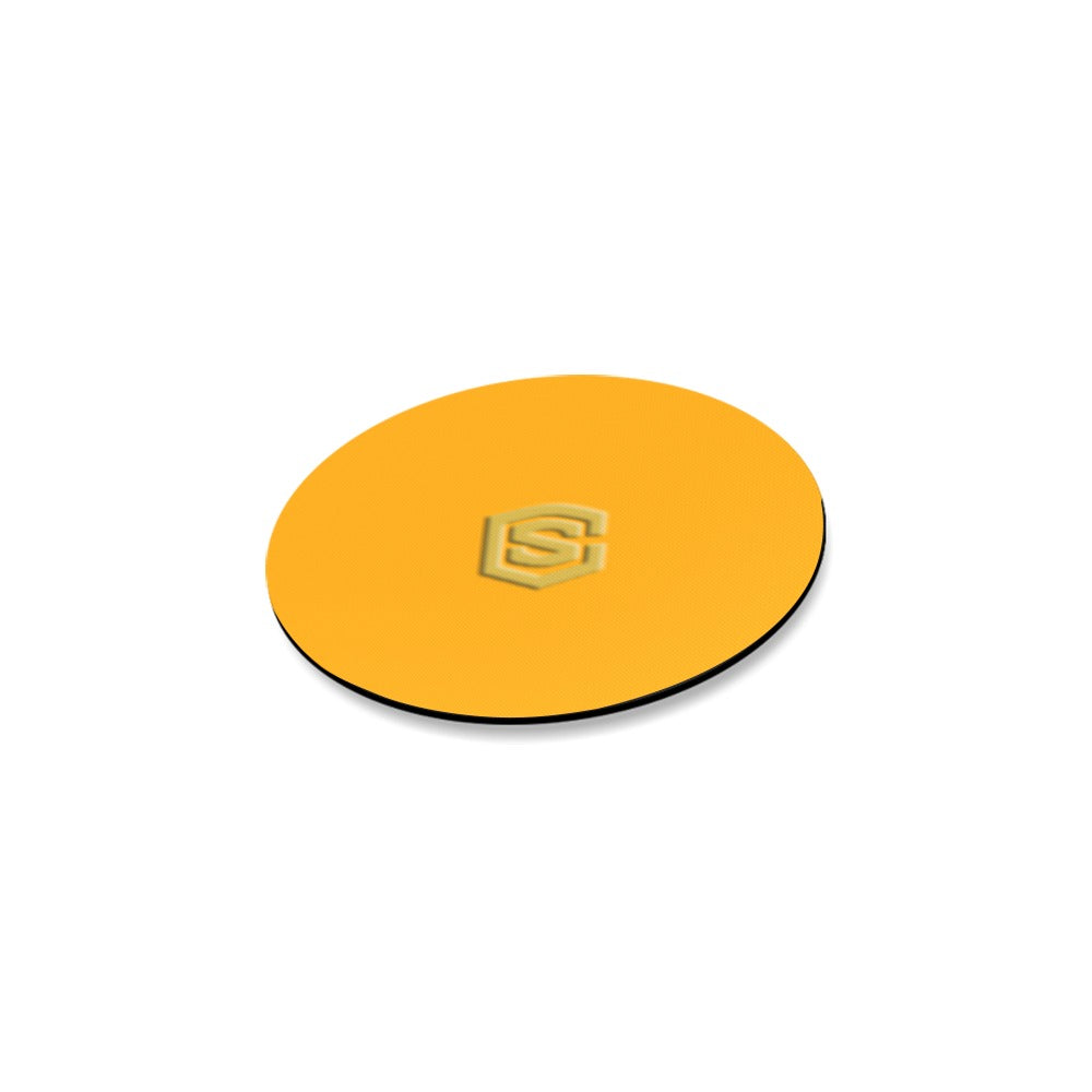 Orange Round Coaster with Gold Logo Round Coaster
