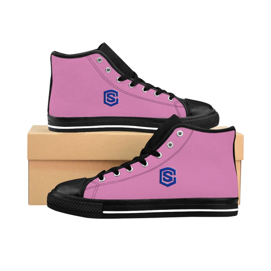 pink Men's High-top Sneakers - blue logo