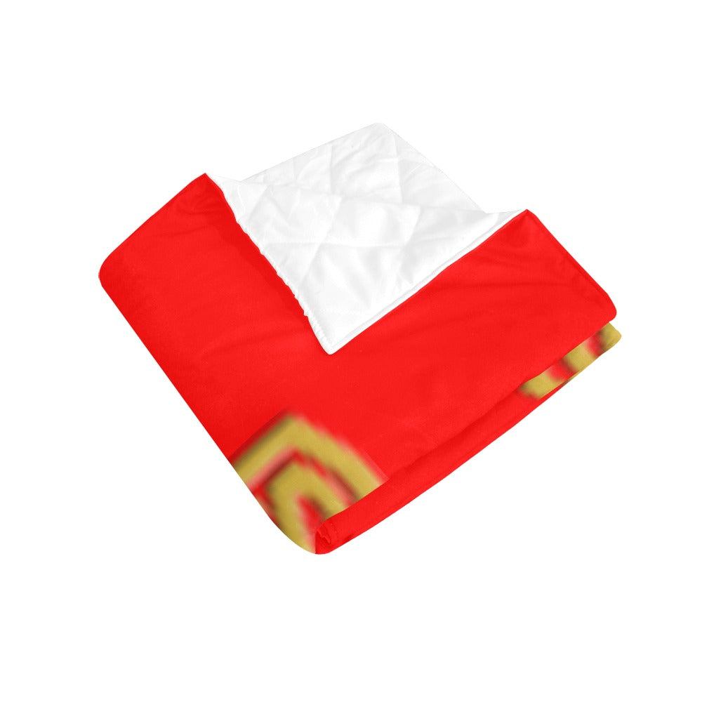 Red Quilt with Gold Logo Custom Quilt  70" x 80"