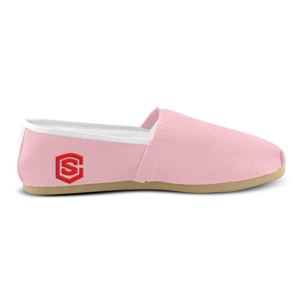 PINK casual shoes for women WITH RED LOGO Casual Canvas Women's Shoes (Model 004) (Designs are mirrored)