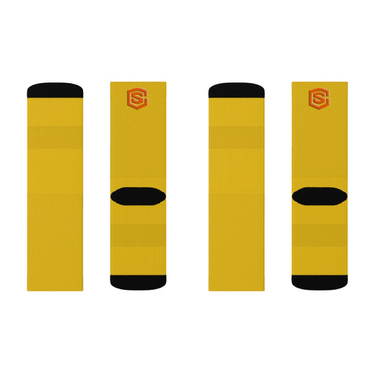 Yellow Sublimation Socks Orange Logo