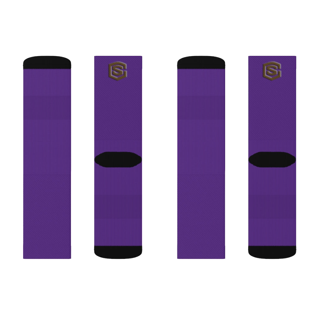 Purple Sublimation Socks Brown Logo
