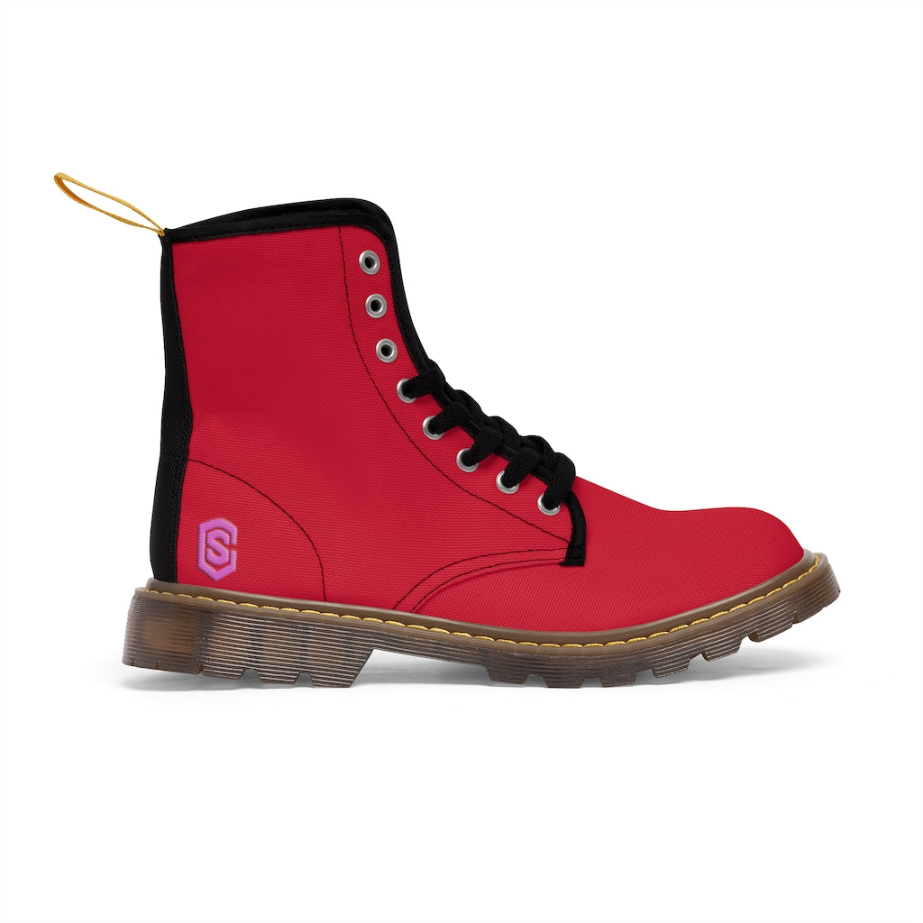 Red Men's Canvas Boots pink Logo