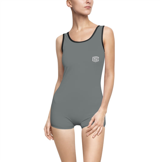 Grey Women's Vintage Swimsuit Silver Logo