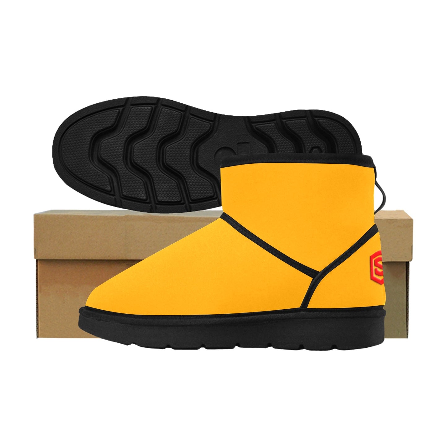 ORANGE Low Top Men's Snow Boots WITH RED LOGO Low Top Men's Snow Boots (Model 049)