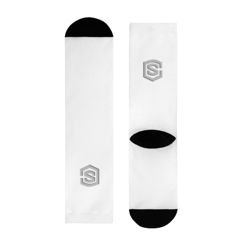 white Sublimation Crew Socks (EU) Silver Logo