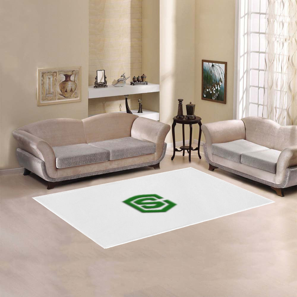 White Area Rug Green Logo Area Rug 5' x 3.2'