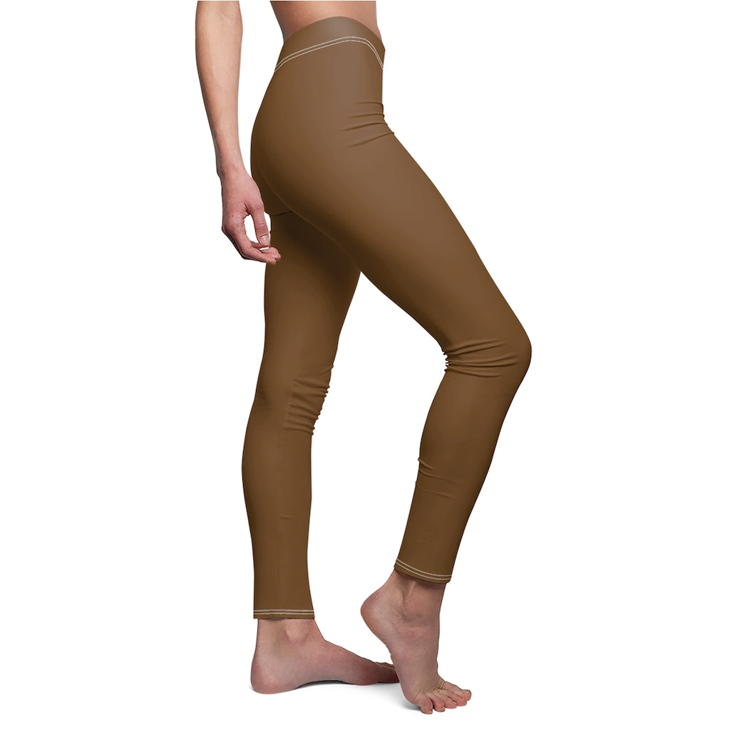 Brown Women's Cut & Sew Casual Leggings White logo