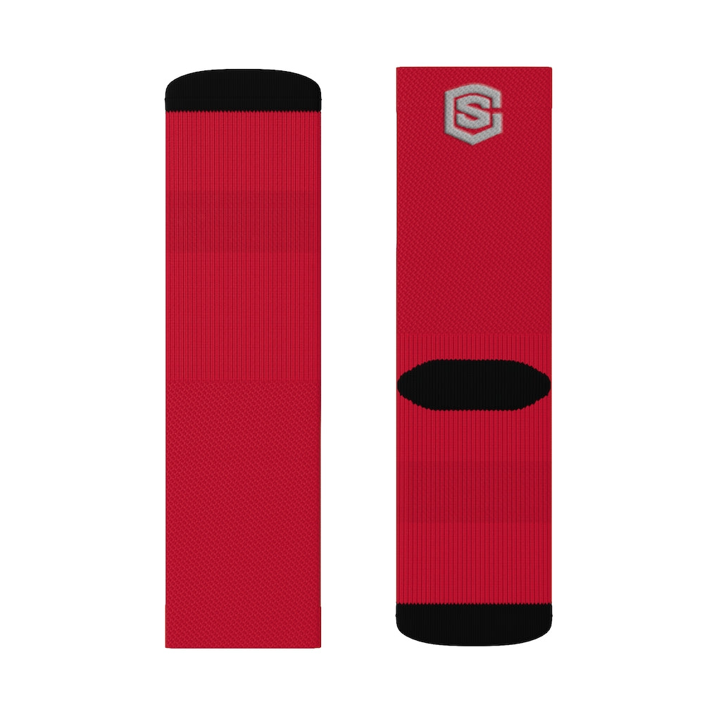 Red Sublimation Socks Silver Logo
