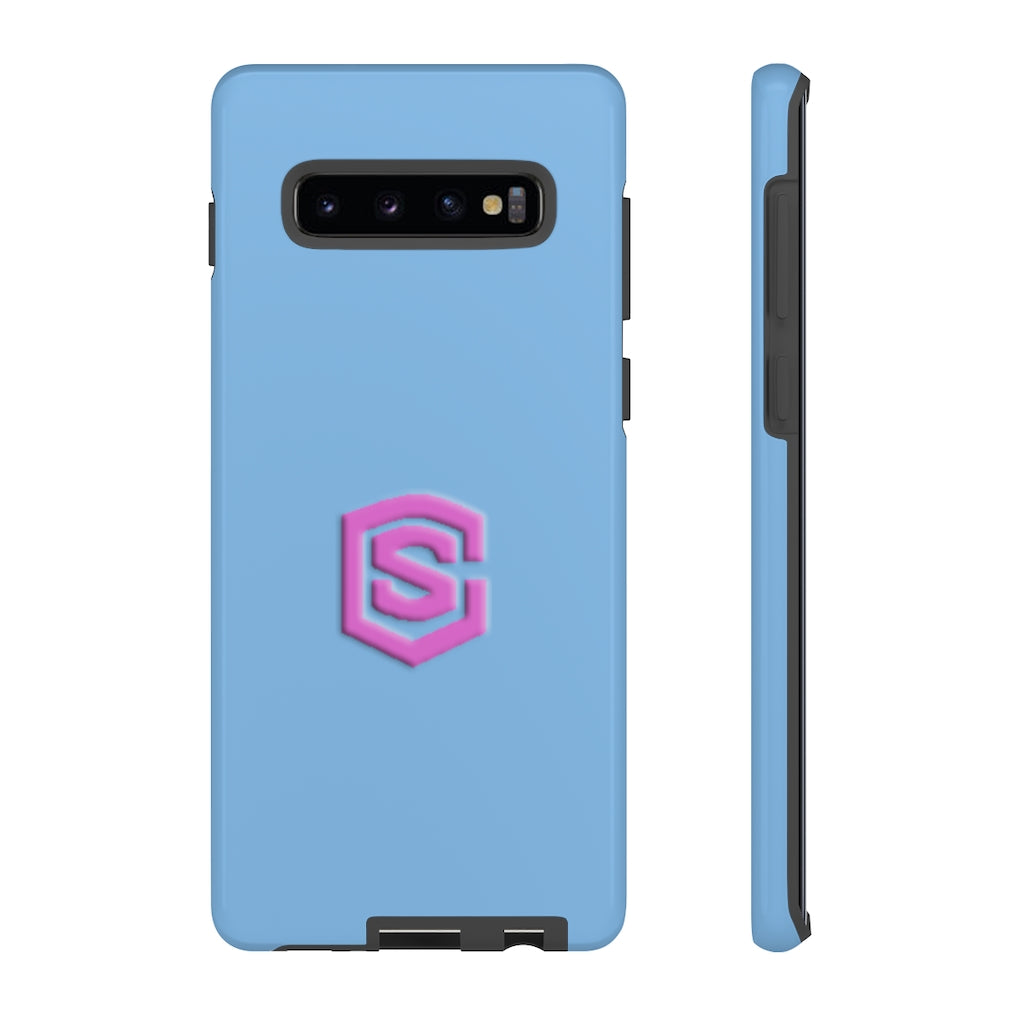 Blue Tough Cases Pink Logo