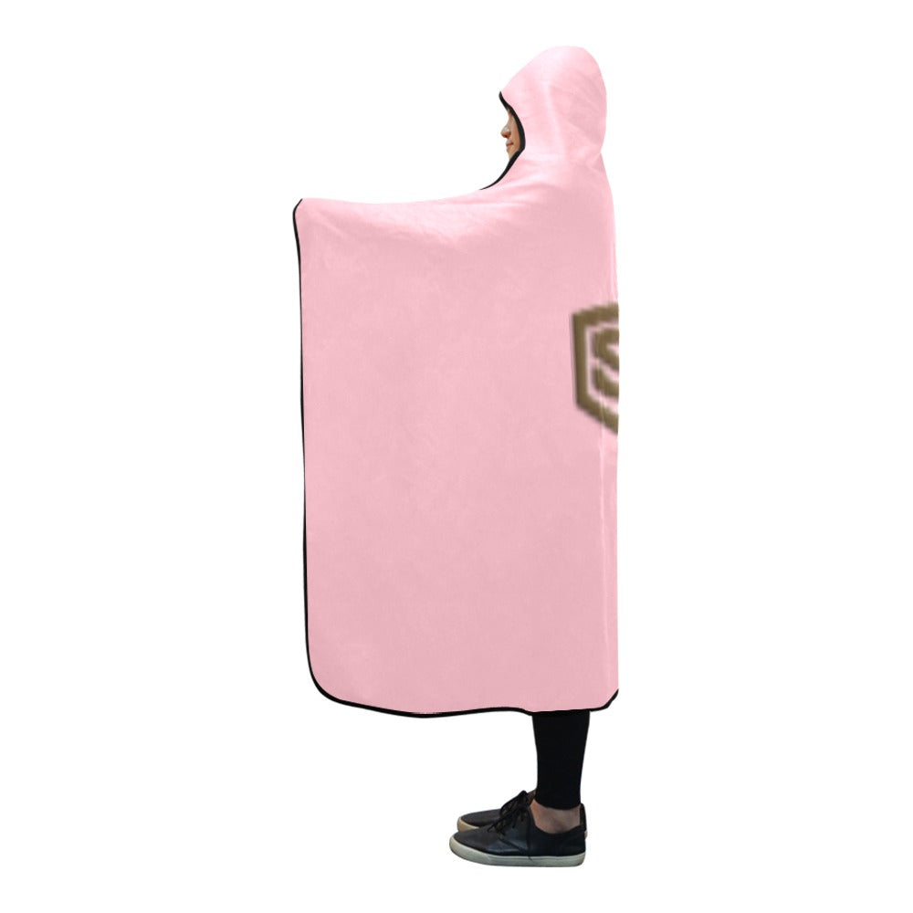 Pink Hooded Blanket 80"x56" with Brown Logo Hooded Blanket 80"x56"