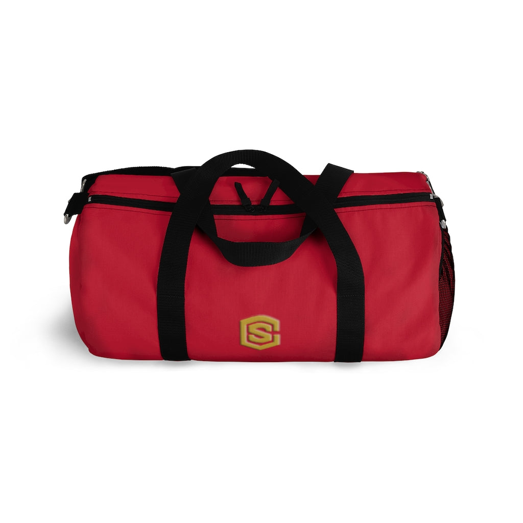 Red Duffel Bag Gold Logo