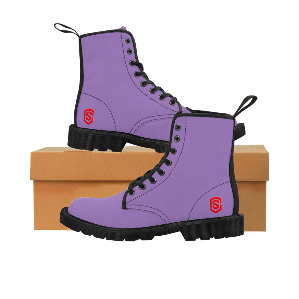 violet Men's Canvas Boots Red Logo