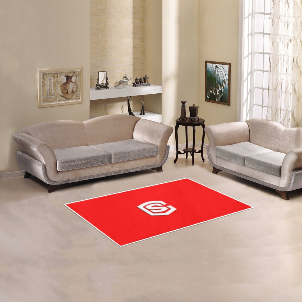 Red Area Rug 2.6' x 1.7' with White Logo Area Rug 2.6' x 1.7'