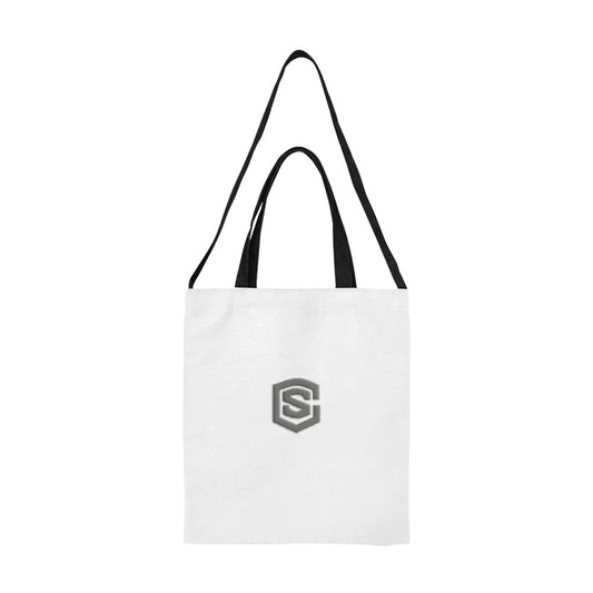 White All Over Print Canvas Tote Bag With Grey Logo All Over Print Canvas Tote Bag(Model1698)(Medium)
