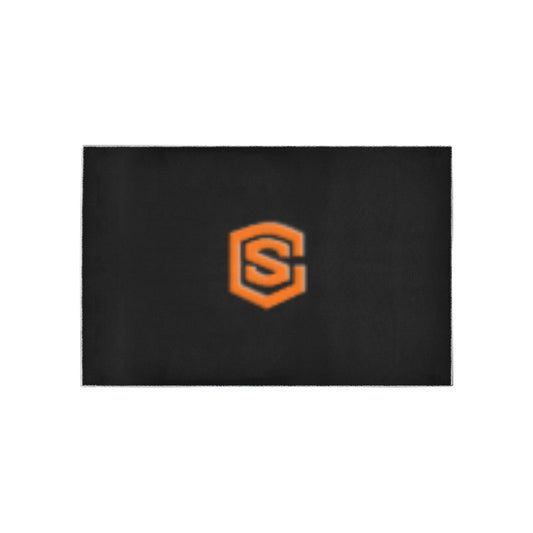 Black Area Rug Orange Logo Area Rug 5' x 3.2'