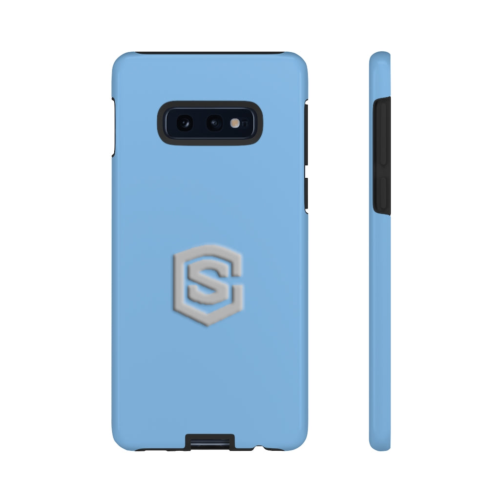 Blue Tough Cases Silver Logo