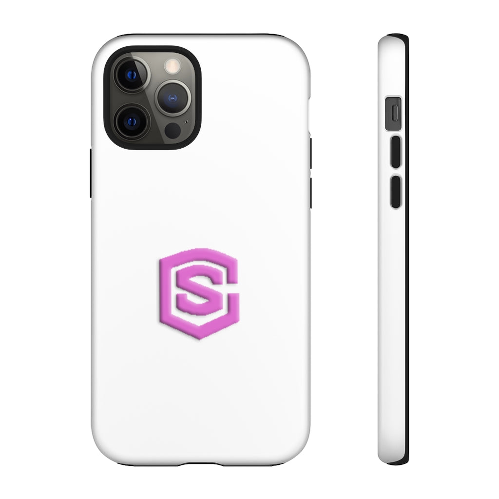White Tough Cases Pink Logo