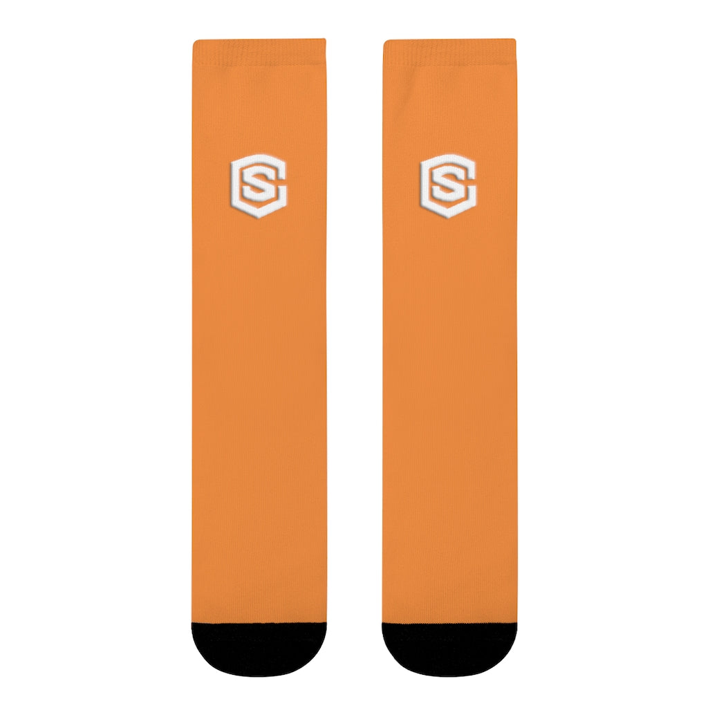 orange Sublimation Crew Socks (EU) white Logo