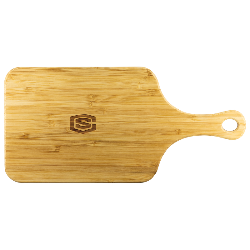 Wood Cutting Board With Handle WITH SILIVER LOGO