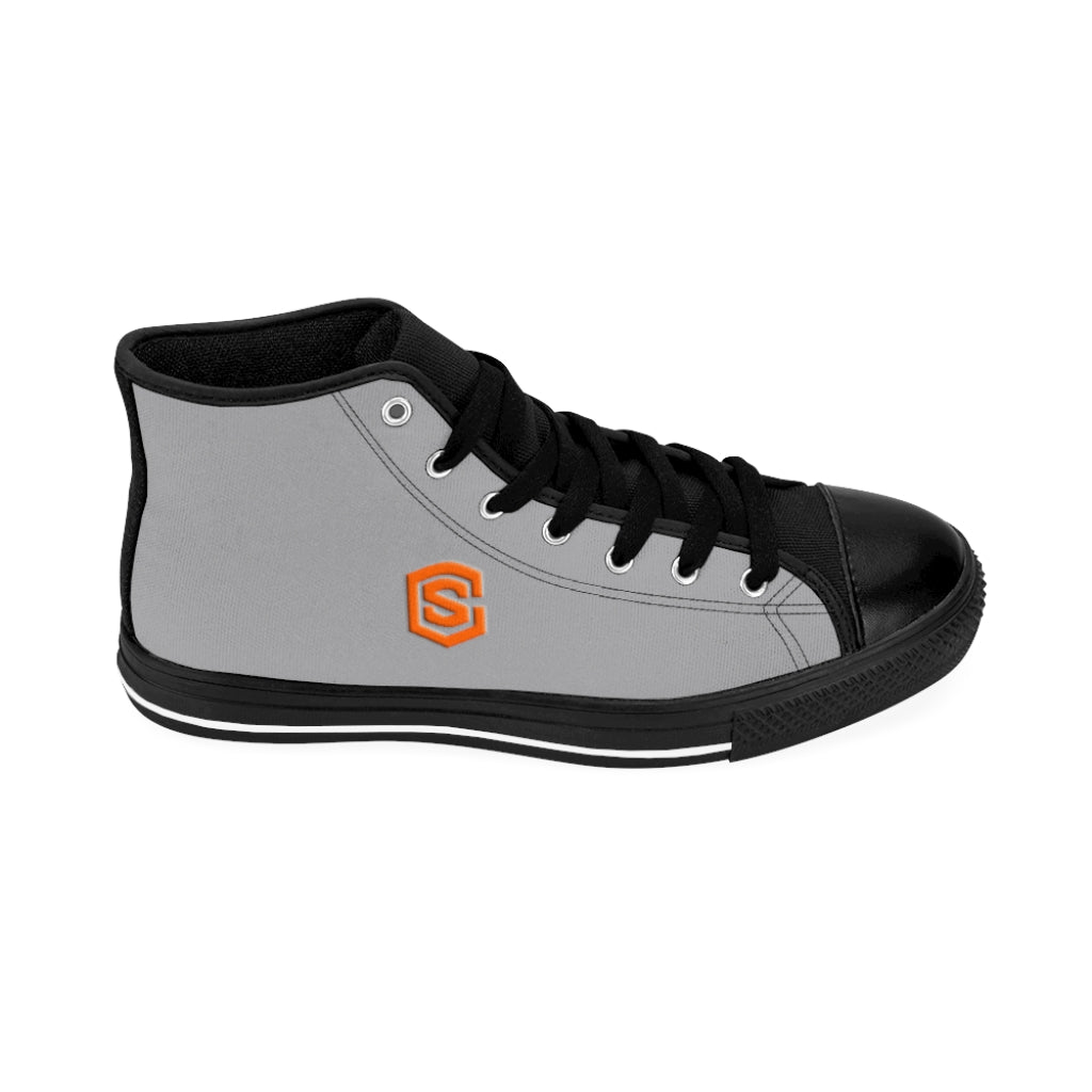 grey Men's High-top Sneakers - orange logo