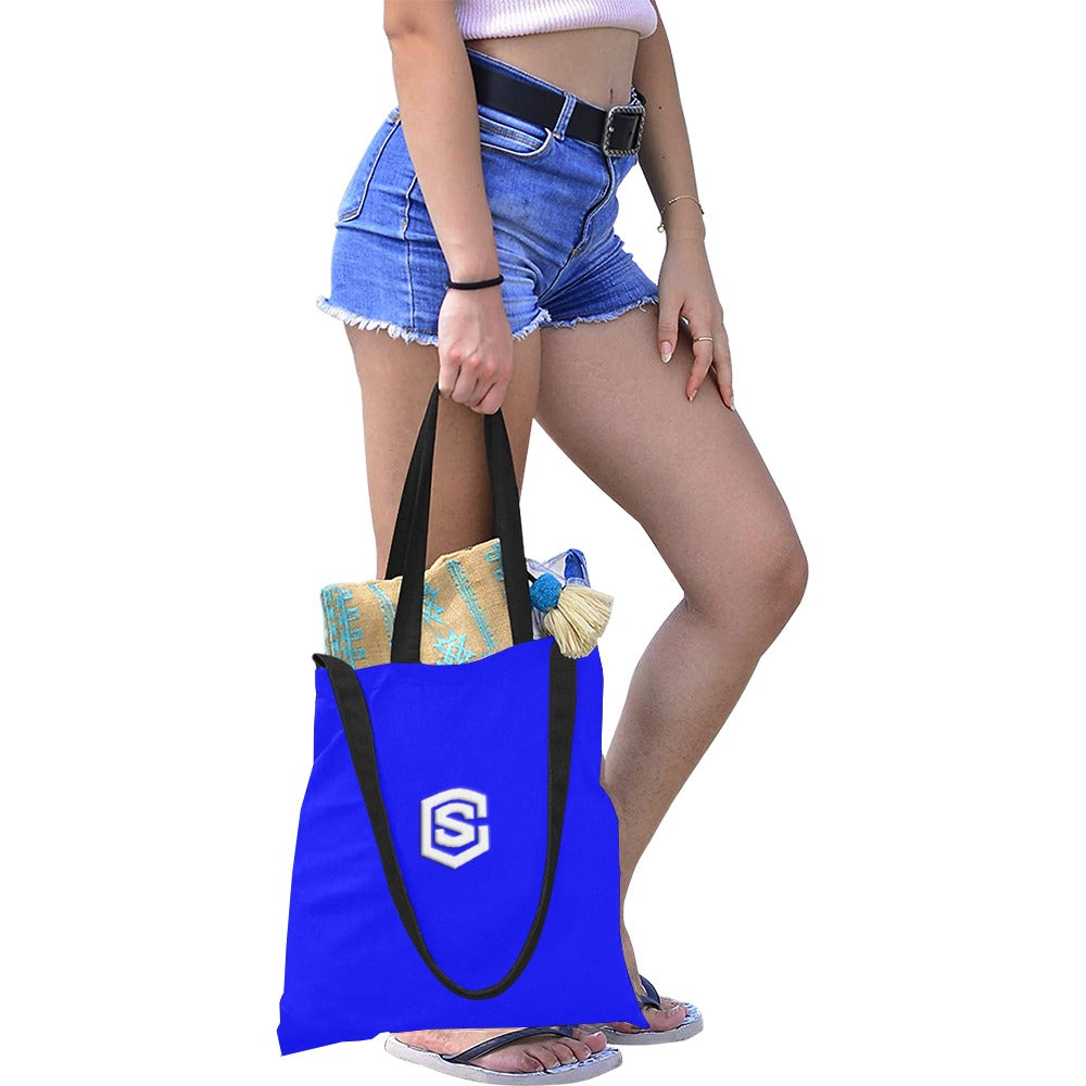 Blue All Over Print Canvas Tote Bag With White Logo All Over Print Canvas Tote Bag(Model1698)(Medium)