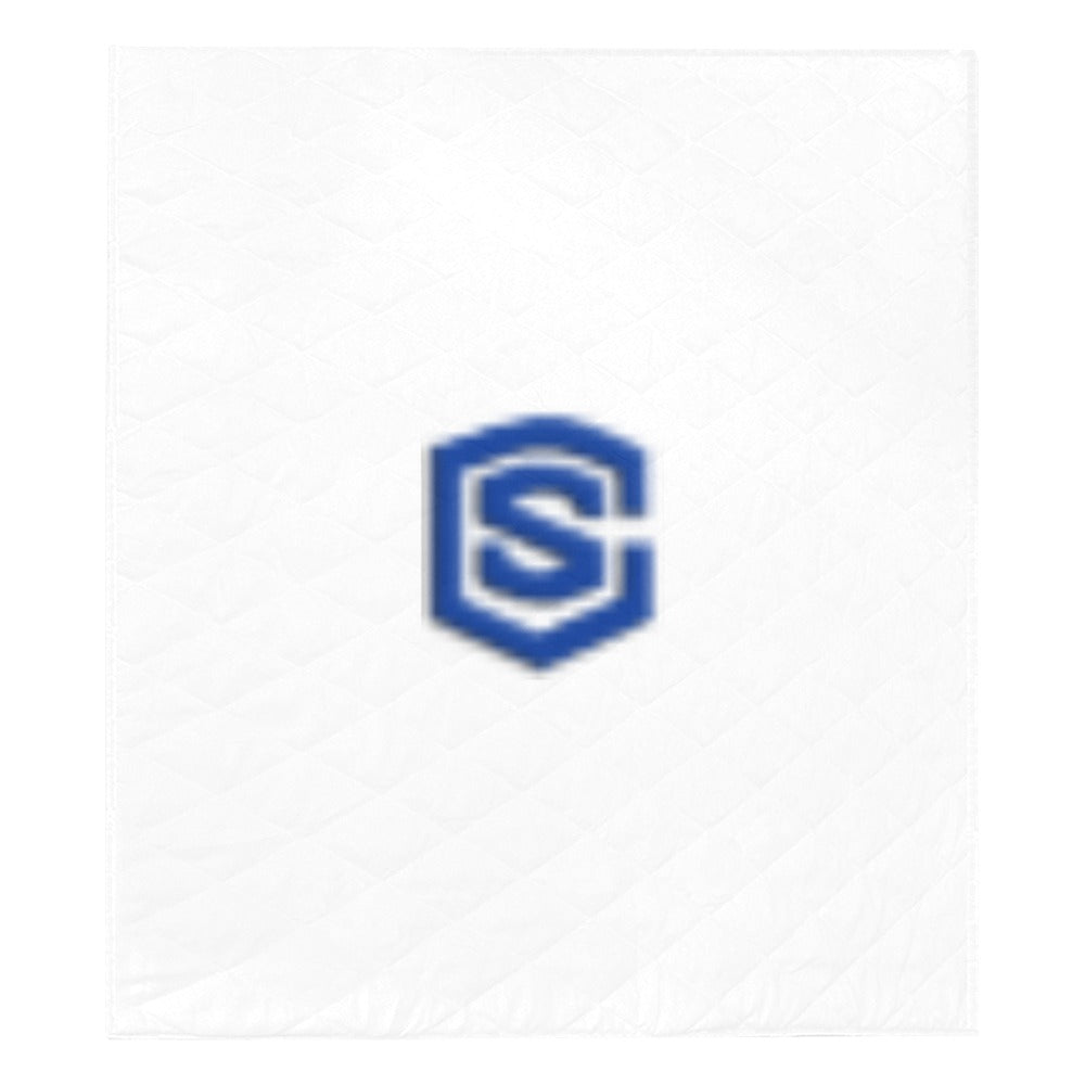 White Quilt with Blue Logo Custom Quilt  70" x 80"