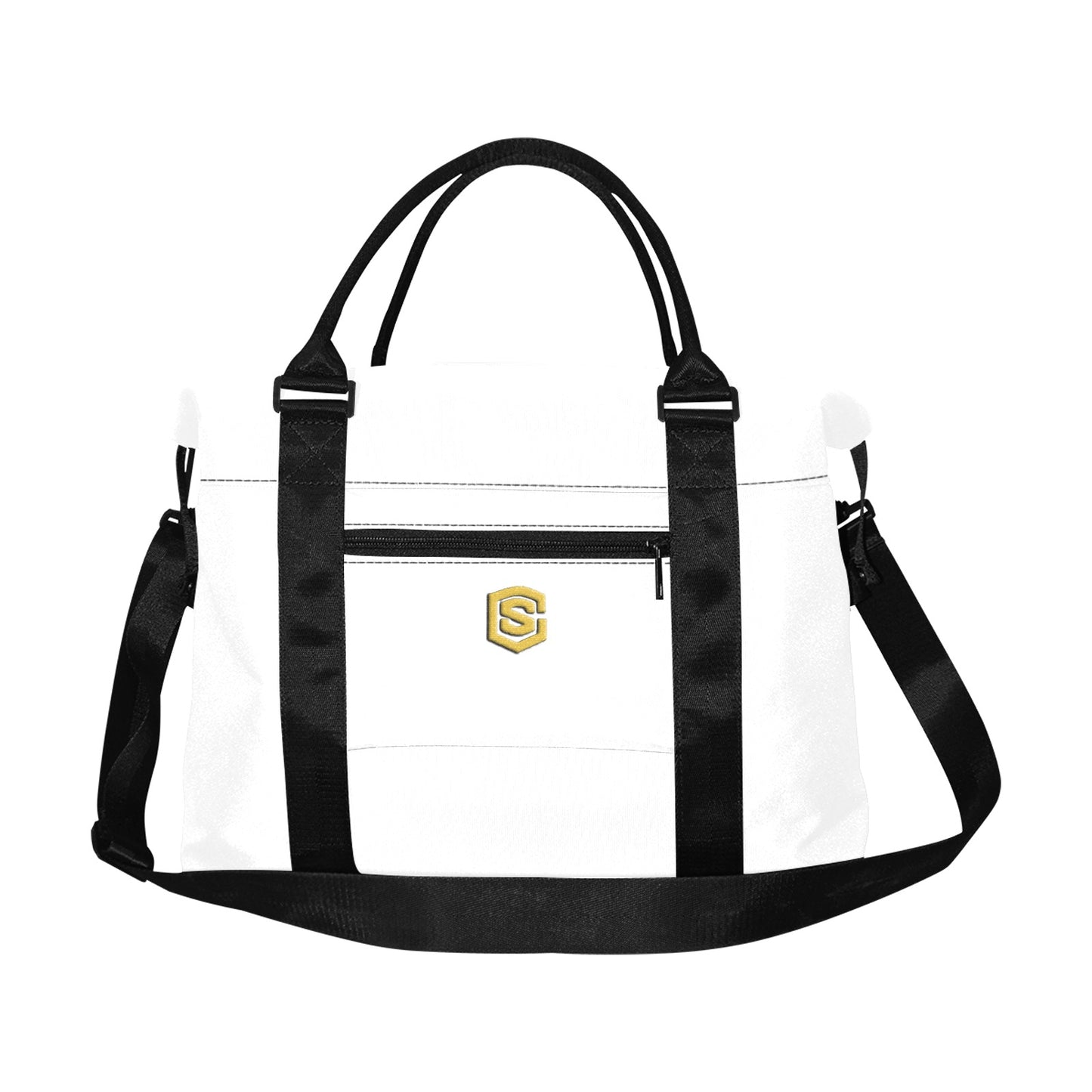 White Large Capacity Duffle Bag With Gold Logo Large Capacity Duffle Bag(Model1715)