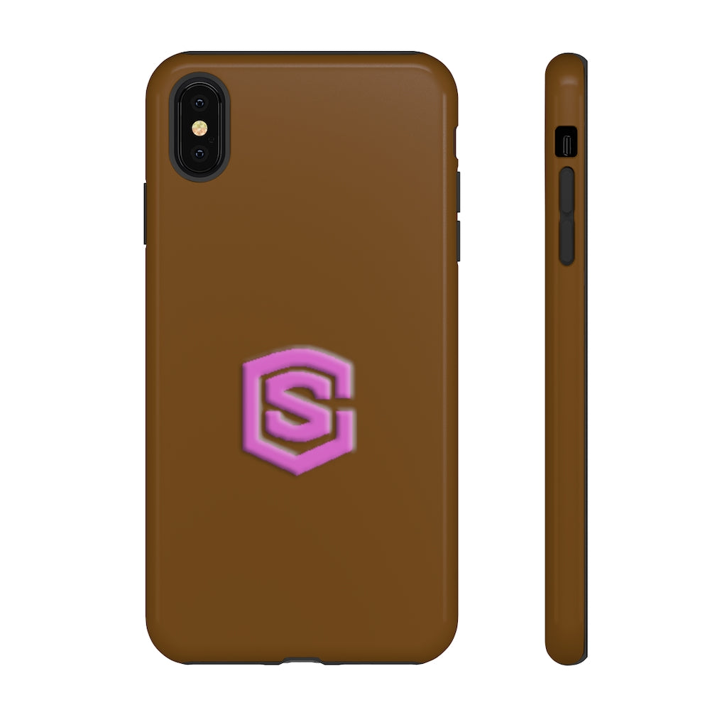 Brown Tough Cases Pink Logo