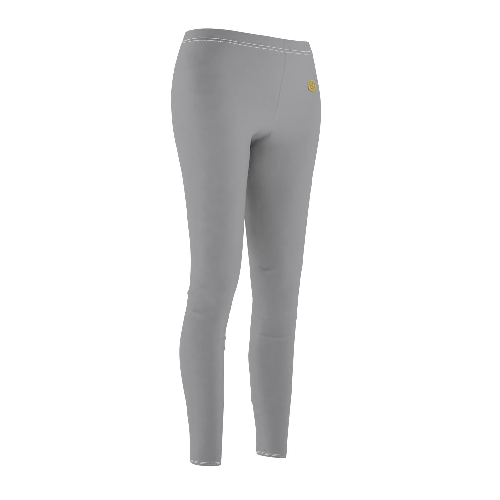 Grey Women's Cut & Sew Casual Leggings Gold logo