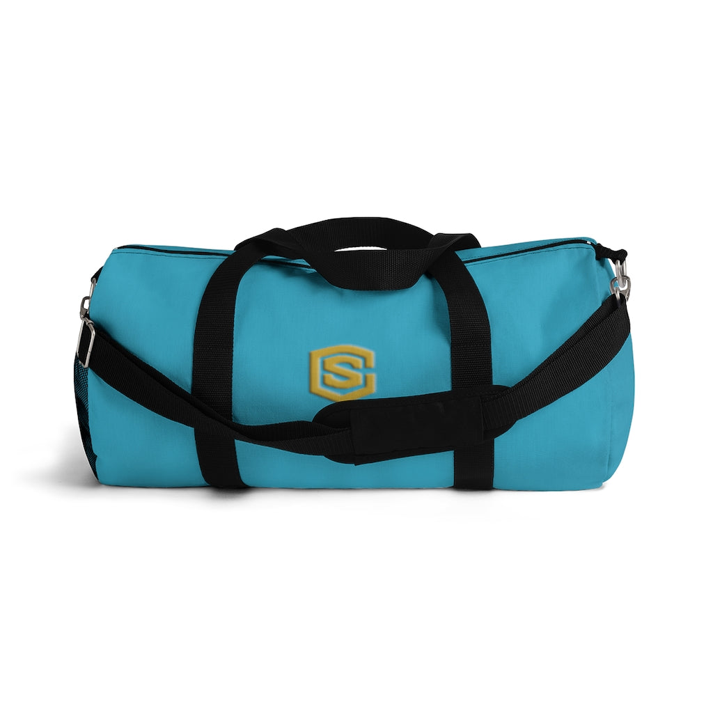 Blue Duffel Bag Gold Logo