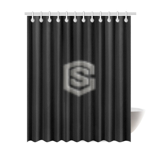 Black Shower Curtain 69"x84" with Gray Logo Shower Curtain 69"x84"