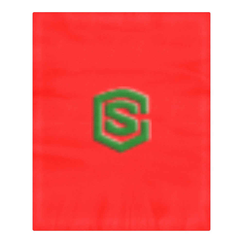 Red 3-Piece Bedding Set (1 Duvet Cover 86"x70"; 2 Pillowcases 20"x30")(One Side) wtih Green Logo 3-Piece Bedding Set (1 Duvet Cover 86"x70"; 2 Pillowcases 20"x30")(One Side)